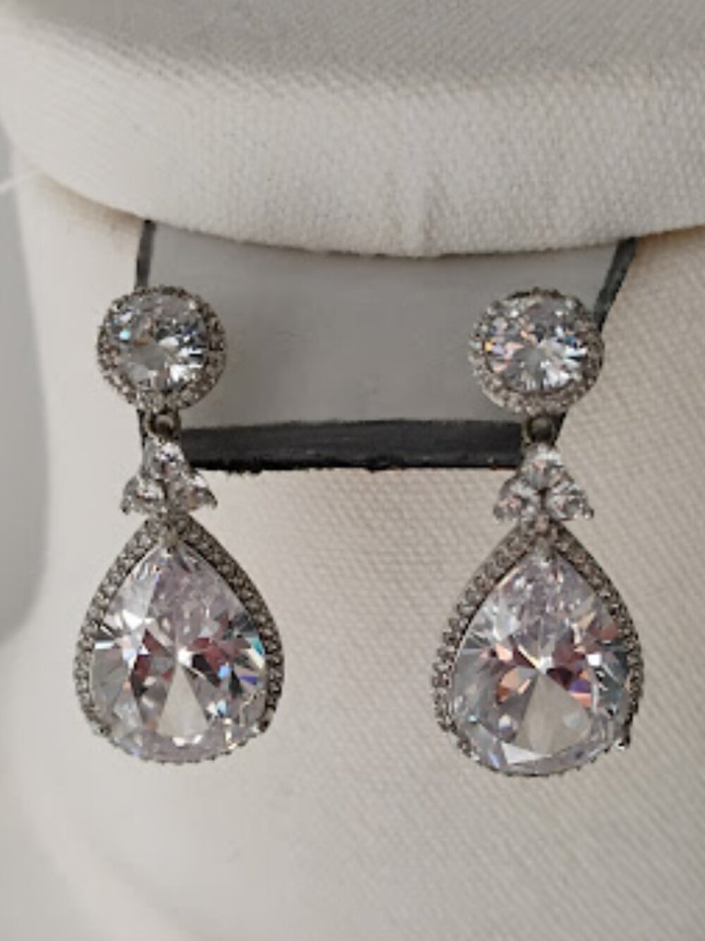 Silvertone Rhinestone Crystal Drop Earrings